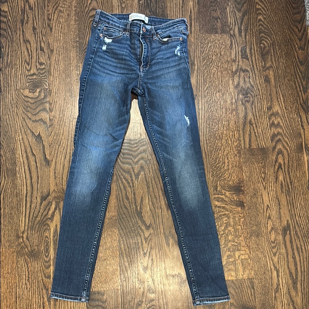 Abercrombie & Fitch Dark Blue Distressed Skinny Jeans